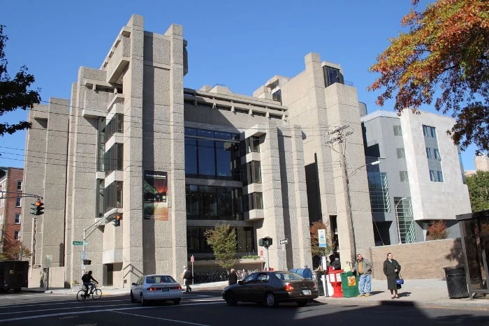 rudolph hall in new haven connecticut, grey concrete building, with multiple windows, and rectangular segments