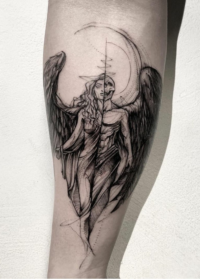 Angel Vs Demon Tattoo Sleeve