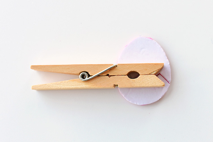 plain clothespin, stuck to egg shape, made from thick card, easter projects, easy and fun craft idea 