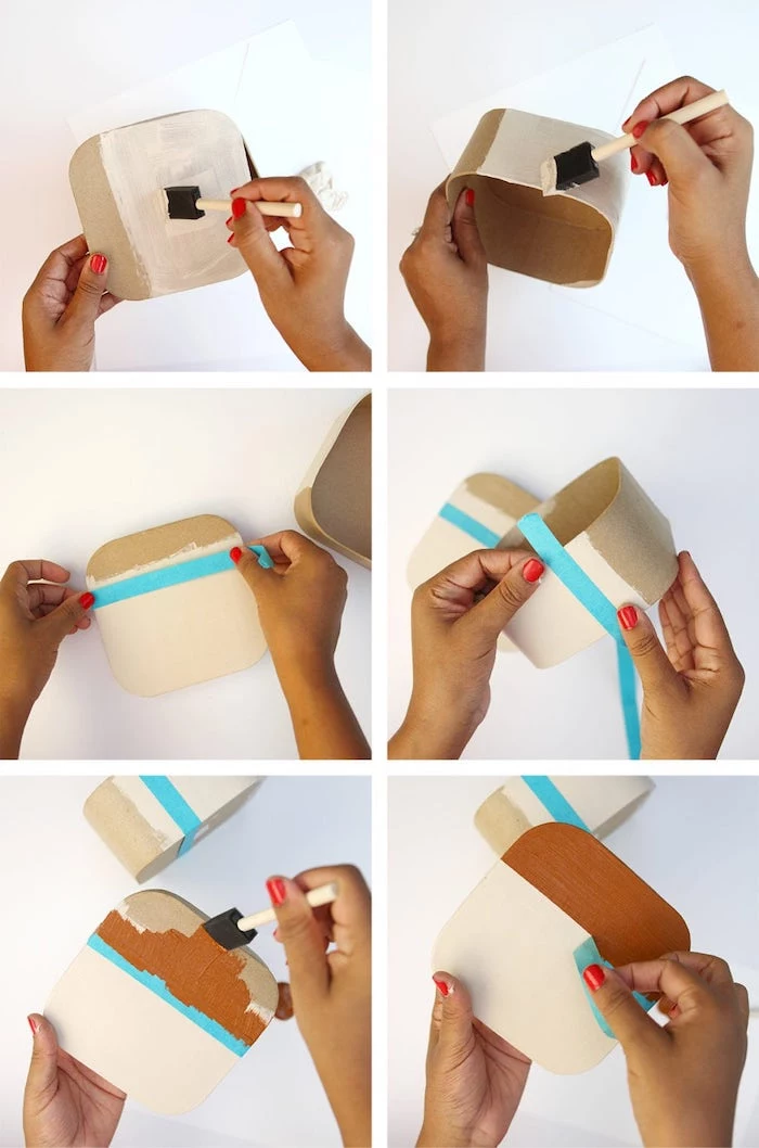 diy birthday gifts, photo collage of step by step diy tutorial, how to make a carton box for photos, instagram inspired