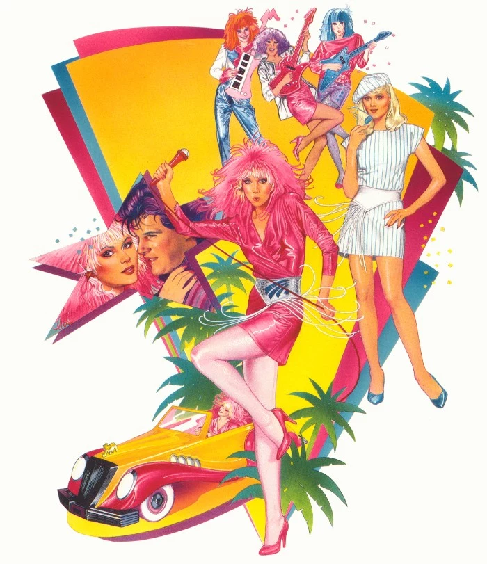 jem and the hollograms, a cartoon from the 80s, colorful illustration featuring the main characters, 80s costume ideas, inspired by childhood favorites
