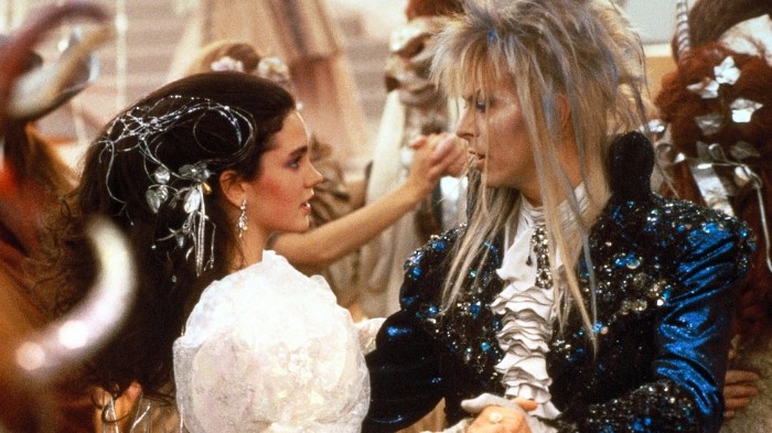 jennifer connelly and david bowie, as sarah and the goblin king, 80s costume ideas, inspired by the film labyrinth 