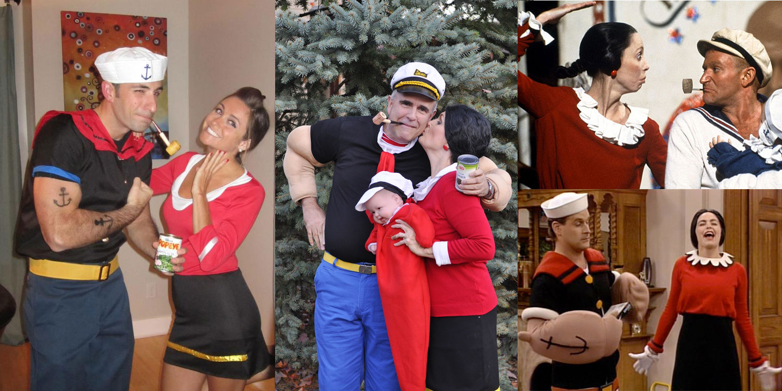 several couples dressed like popeye and olive oyl, cute couple halloween co...