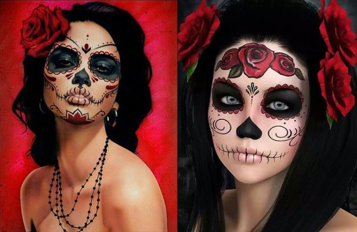 sugar skull half face paint designs