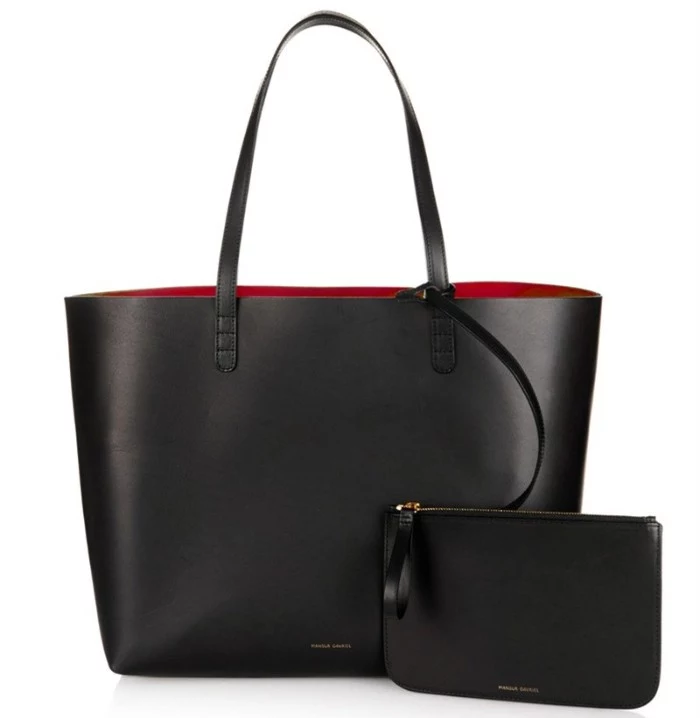 tote bag and purse, made from black leather, what is a capsule wardrobe, essential accessories for women