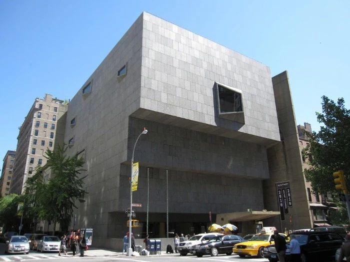 whitney museum of american art, in new york city, terraced building covered in grey tiles, with several asymmetrical windows