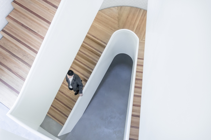 futuristic design of staircases made of wood