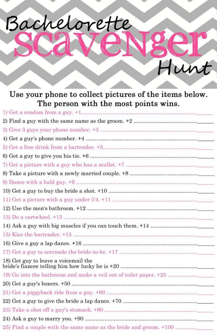 bachelorette scavenger hunt game, what is a bachelorette party