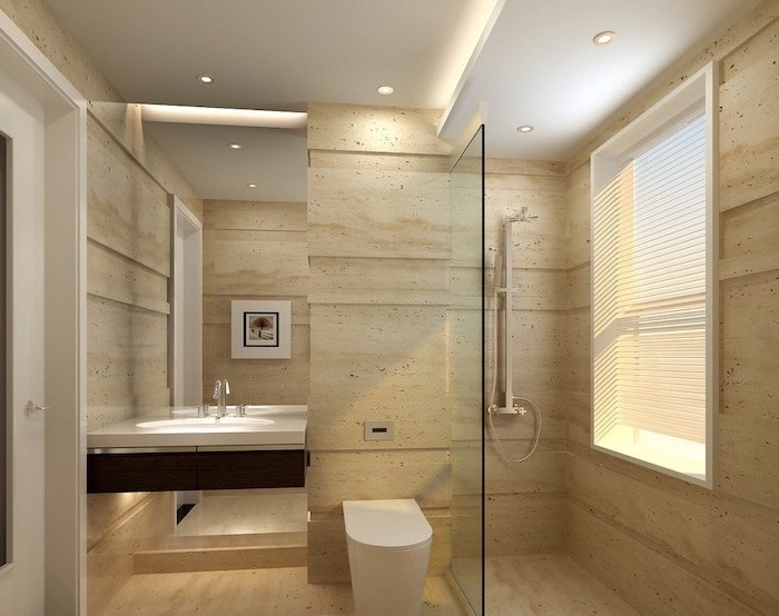 small bathroom ideas beige shower and sink