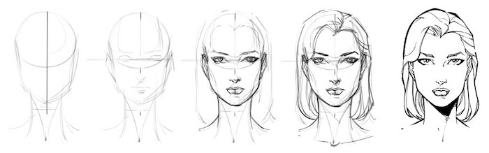 how to draw female face step by step