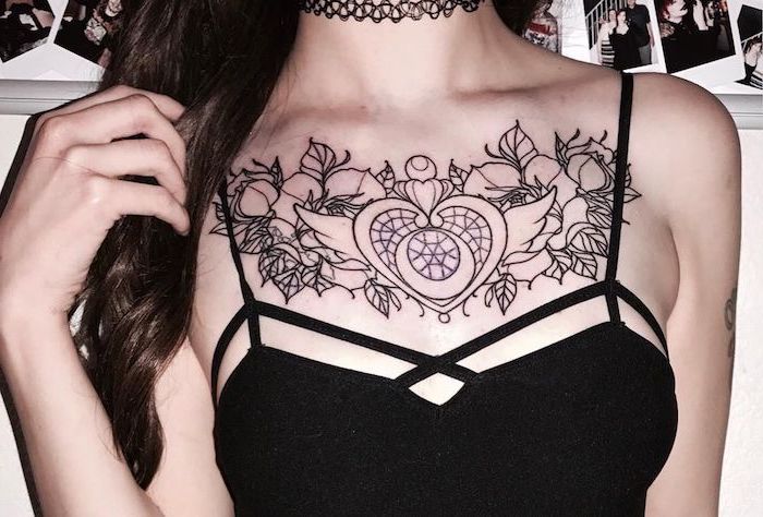 Girly chest tattoos