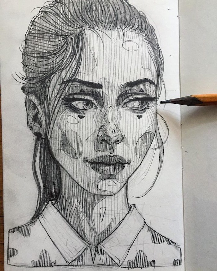 easy girl face sketch