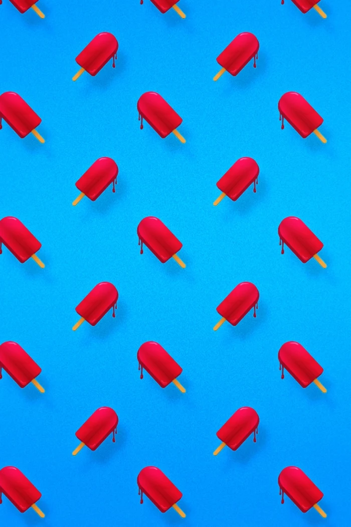 blue background, best iphone wallpapers, red popcicles