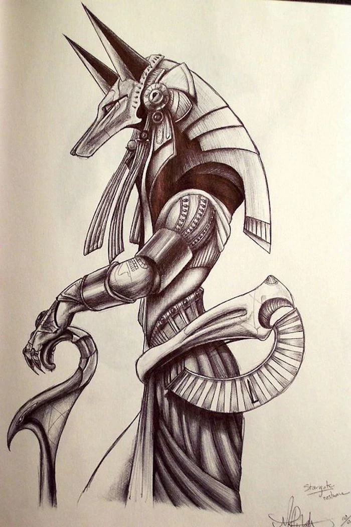 egyptian god drawing, simple tattoos for men, white background