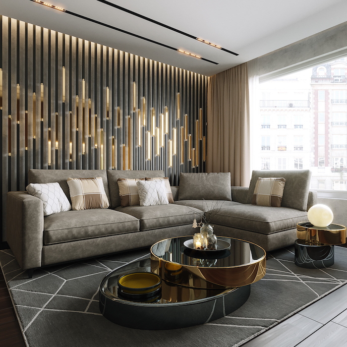 Breathtaking Accent Wall Ideas For, Living Room Gold Accents Ideas