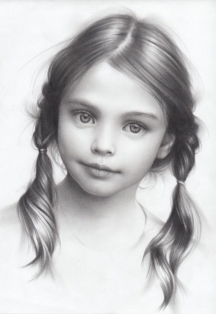 Girl Face Black And White Drawing