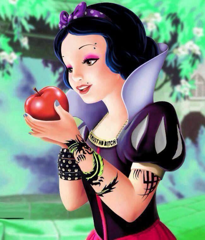 rebel snow white, red apple, summer iphone wallpaper, arm tattoos, black bracelets