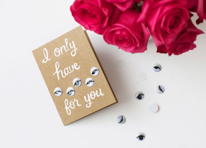 i only have eyes for you, googly eyes, handmade card with a message, cute gifts for boyfriend