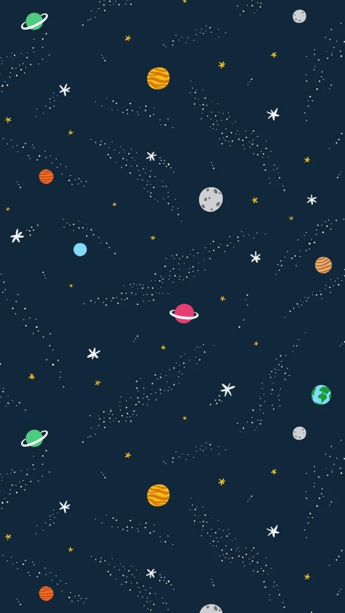 iphone backgrounds, planets and stars, dark blue background