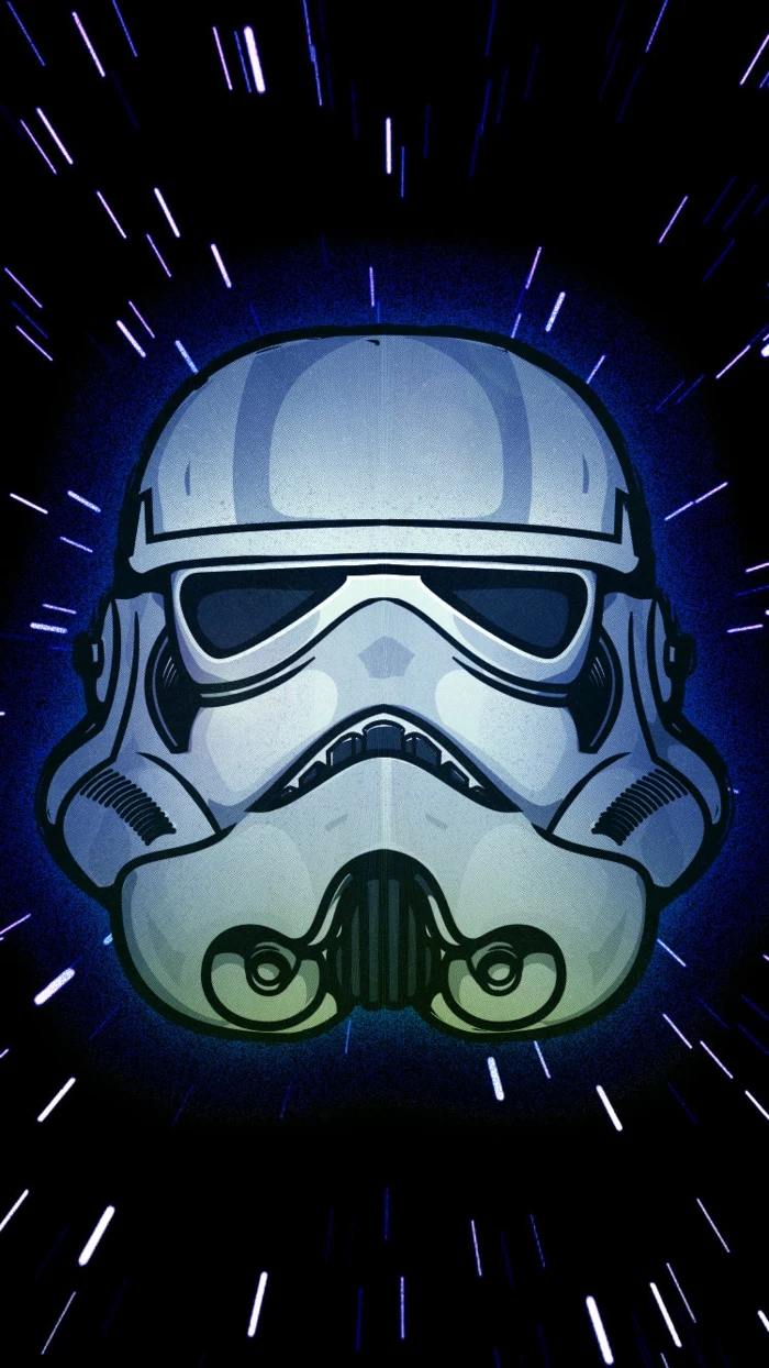 stormtrooper head, simple iphone wallpaper, black background, purple stars