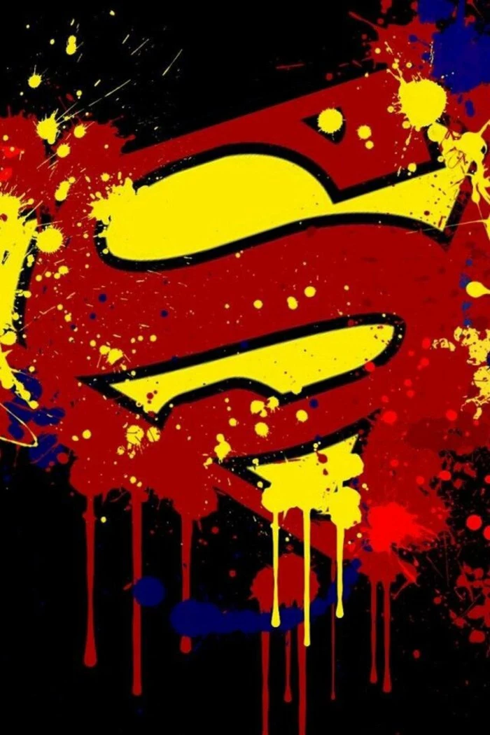 superman symbol in red and yellow, black background, simple iphone wallpaper