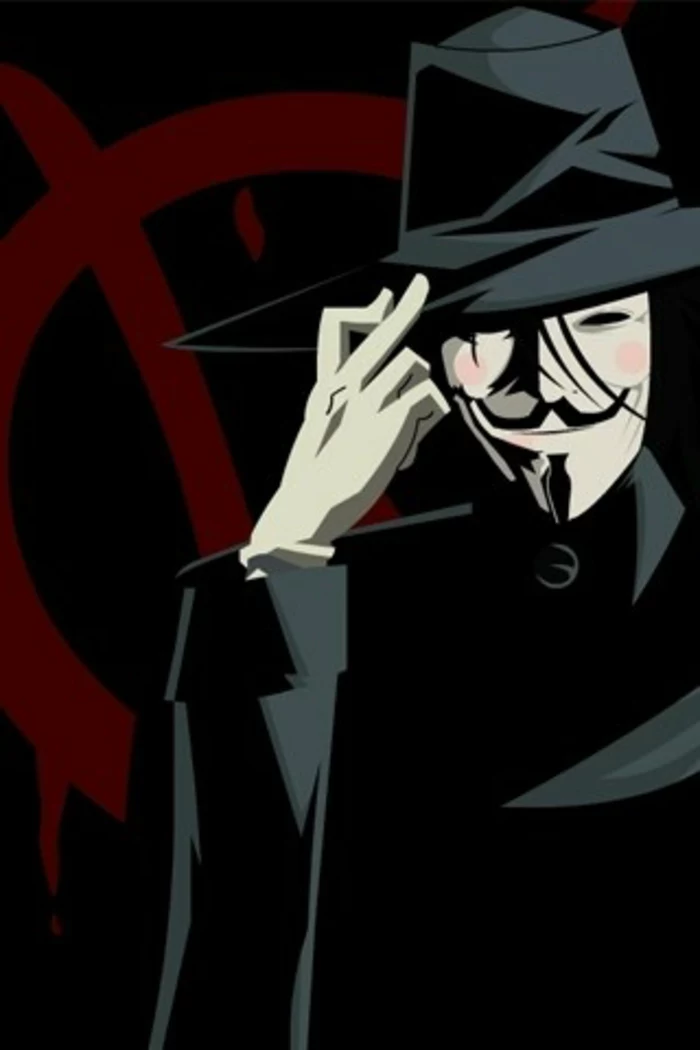 v for vendetta character, red v in the black background, awesome iphone wallpapers