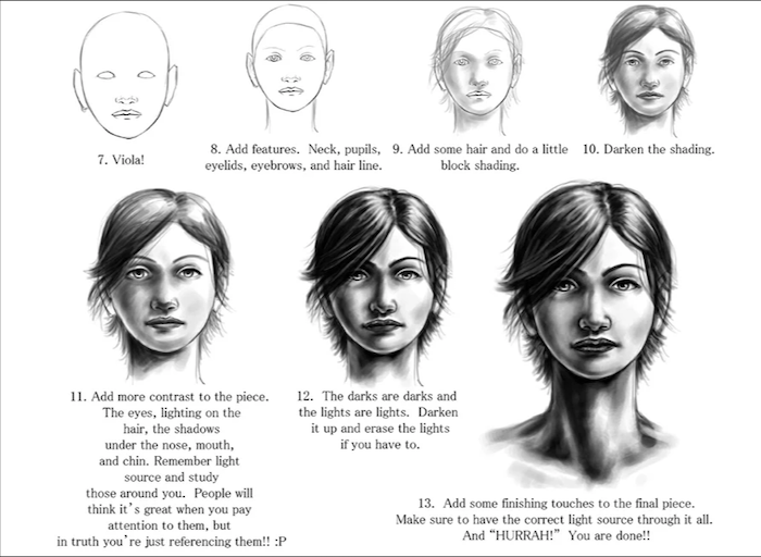 how to draw a girl face realistically step by step