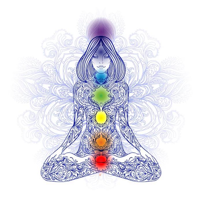 colourful chakras drawing, small tattoo ideas for men, white background