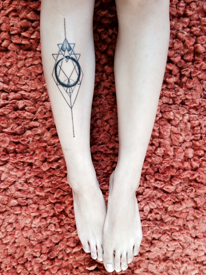 Geometric Star Tattoo On Girl Feet