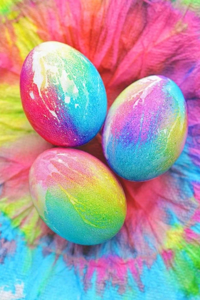rainbow coloured, dyed eggs, shaving cream easter eggs, rainbow coloured background