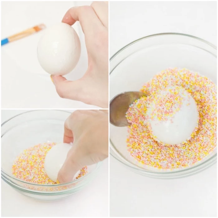 step by step, diy tutorial, sprinkled eggs, how to color easter eggs, sprinkles in a glass bowl