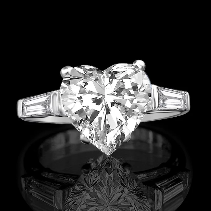 black background, engagement ring styles, heart shaped diamond, diamond studded white gold band