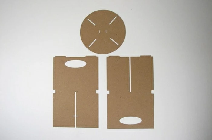 cardboard chair, pieces of the stool, how to make a cardboard stool, white background