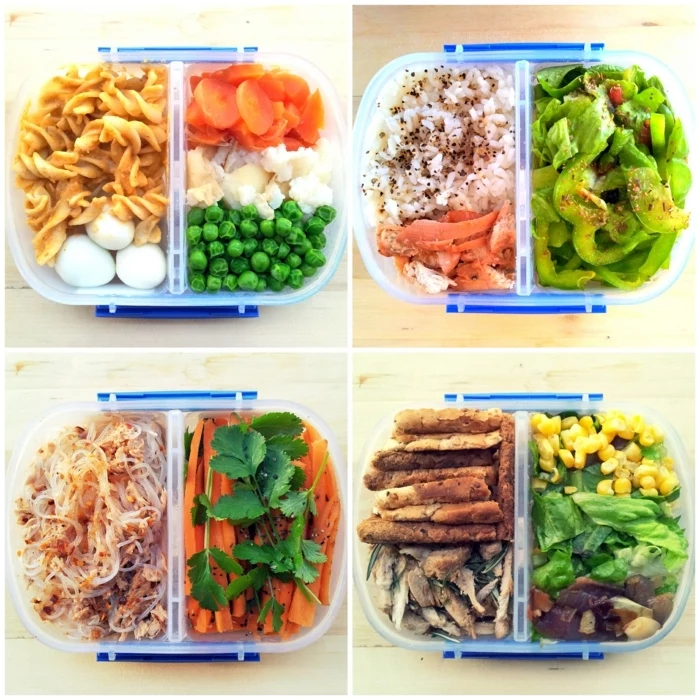 different meals for each day, meal prep, nutrition plan, lunch boxes, full of vegetables and meat