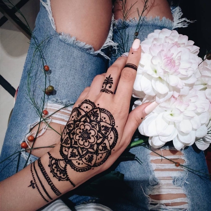 Henna Tattoo on a Hand  Free Stock Photo