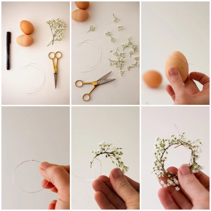 step by step, diy tutorial, shaving cream eggs, baby's breath wreath, necessary tools, how to do it