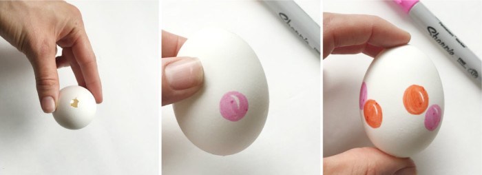 white egg shells, gum balls, drawn on them, with a sharpie, dying easter eggs, diy tutorial, step by step