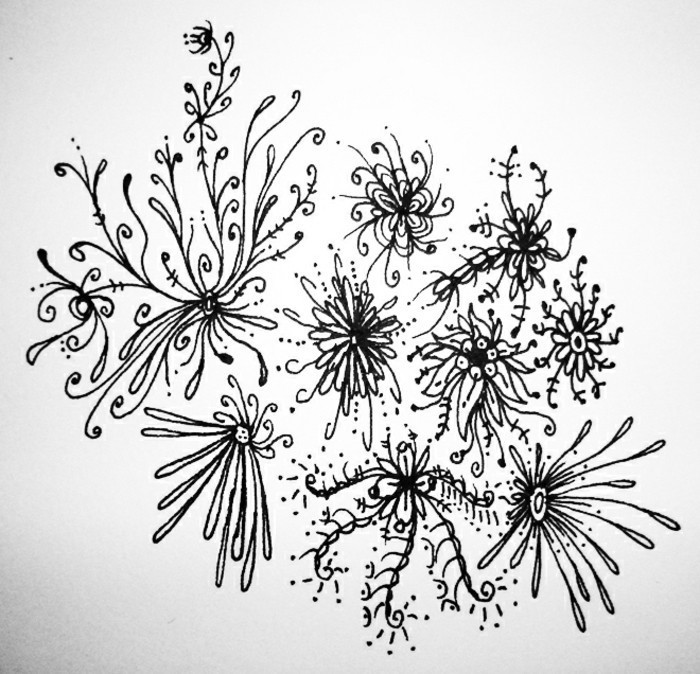 floral motifs, learn to draw with a pencil, black and white, pencil sketch