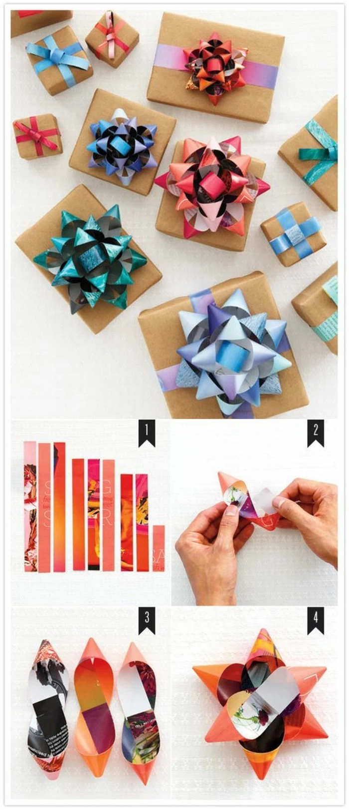 gift ribbons diy, step by step, diy tutorial, homemade gift ideas, different patterned ribbons