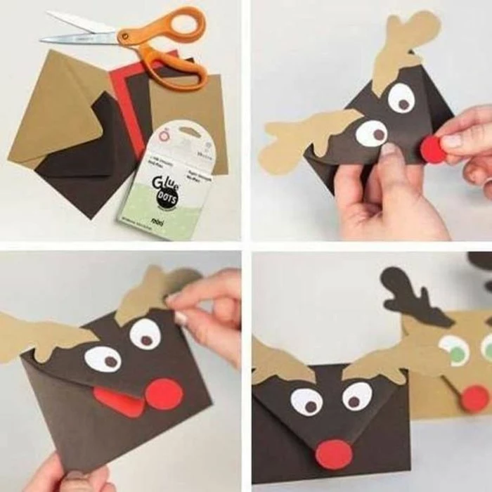 rudolf the red nosed reindeer, letter envelope, diy tutorial, step by step, homemade gift ideas