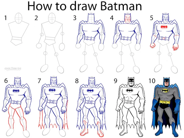how to draw batman, easy things to draw when your bored, step by step, diy tutorial