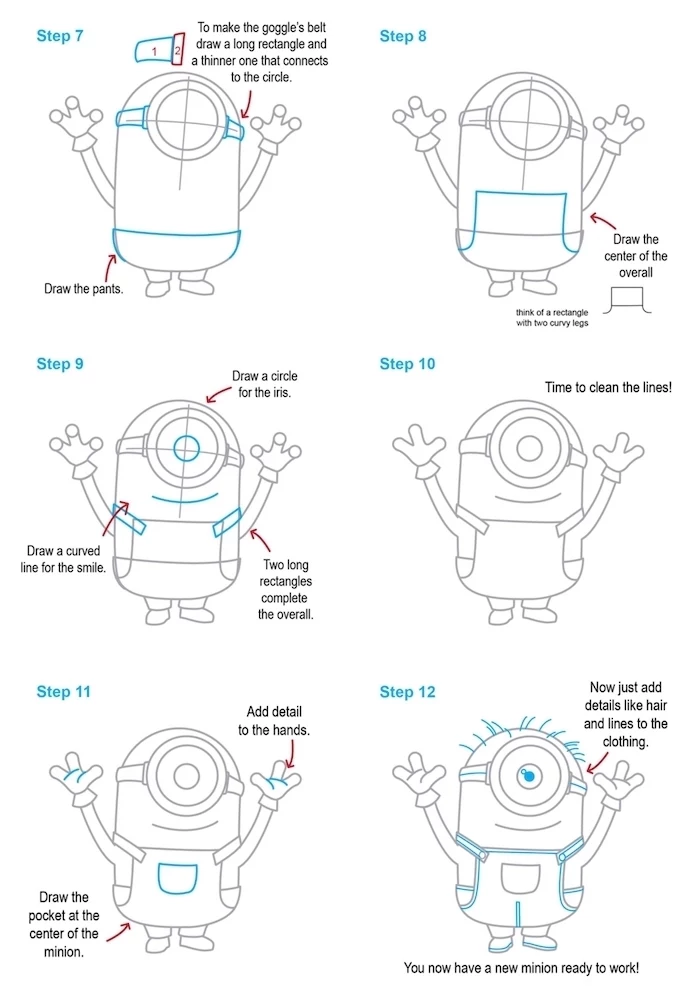 easy drawing tutorials, how to draw a minion, step by step, diy tutorial