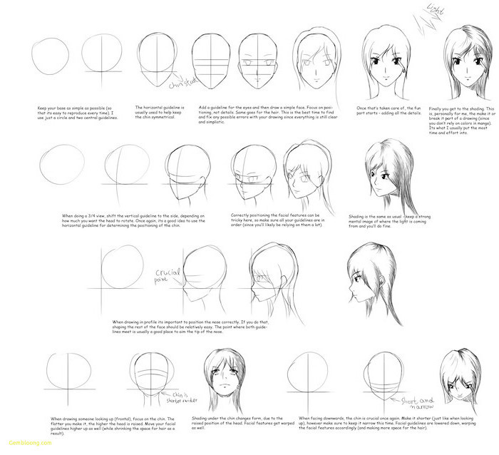 things to draw when bored, step by step, diy tutorial, how to draw anime girl, different angles