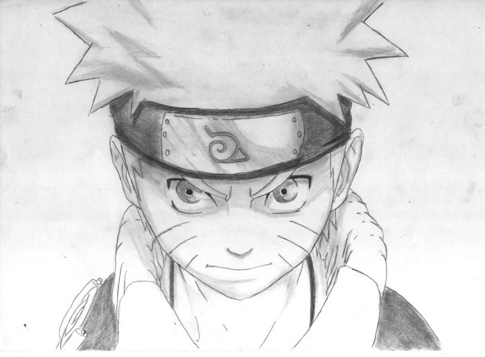 naruto portrait, white and black, pencil sketch, what should i draw
