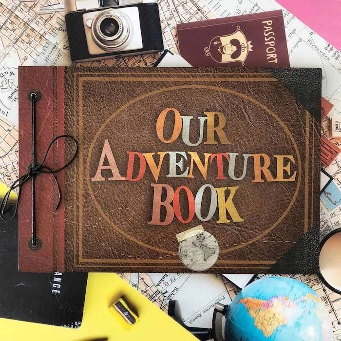 great housewarming gifts, our adventure book, travel journal, made of leather, inspired by the movie up