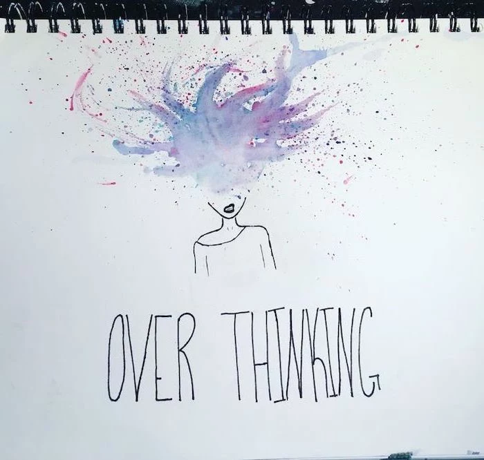 brain exploding, over thinking, watercolour drawing, things to draw when your bored, white background
