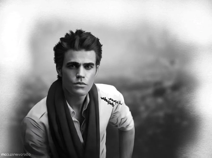 paul wesley portrait, easy sketches to draw, black and white, pencil sketch, things to draw when bored step by step