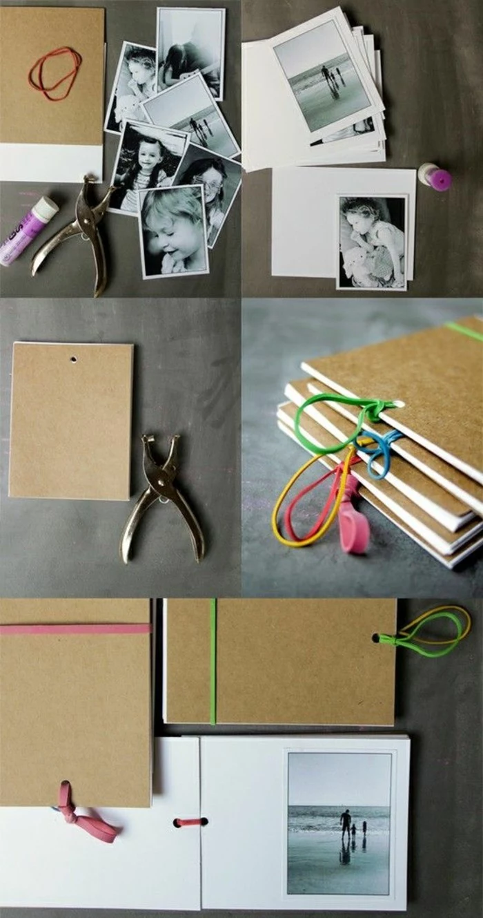 cute gift ideas for boyfriend, family photo album, step by step, diy tutorial, black and white photos