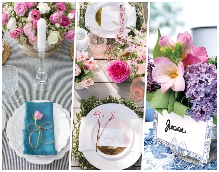 kitchen table centerpieces, photo collage, table settings, table decorations, side by side pictures
