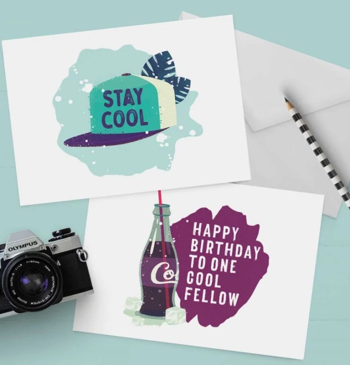 stay cool, happy birthday to one cool fellow, greeting cards, cute birthday cards, blue background